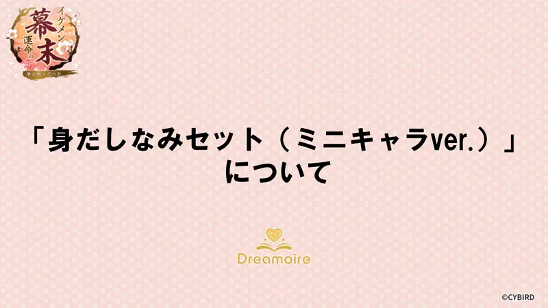 新たなリターン品「身だしなみセット（ミニキャラver.）」を追加！についての画像です。