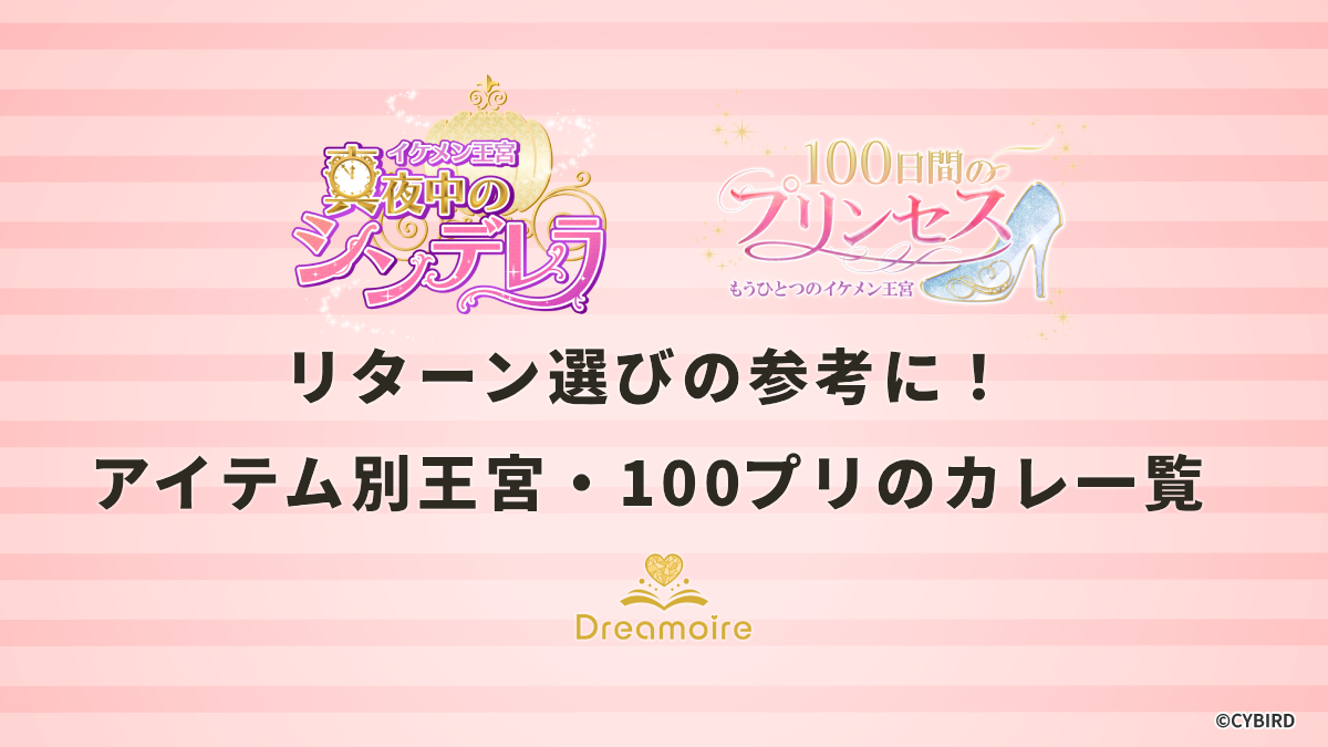 リターン選びの参考に！アイテム別王宮・100プリのカレ一覧の画像です